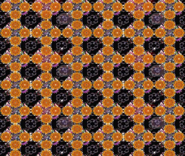 Turuncu renkte manzaralı çiçek deseni. Üst manzara, yumuşak stil. Sevgililer günü ve tebrik kartı konsepti için şık bir davetiye. Çiçek kompozisyonu, el boyası, hassas şablon..