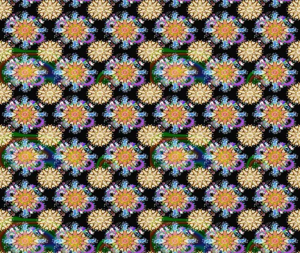 Siyah ve kahverengi renklerde. Raster illüstrasyonu. Raster deseni. Soyut çiçek desensiz arkaplan. Küçük çiçekte sevimli çiçek deseni var..