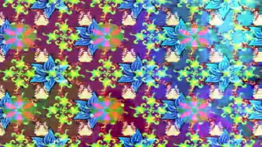 Renkli unsurlarla hareketli arka plan görüntüleri. Çiçekler. Eski model. Bayrak tarzı. Video kaydı. Şablon. Döngü. Kusursuz..