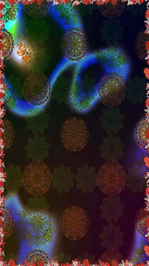 Çiçekler suluboya tarzında kahverengi ve gri renklerde. Raster illüstrasyonunda kusursuz çiçek deseni.