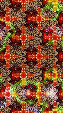 Düz Çiçek Elementleri Tasarım Raster illüstrasyonu. Kırmızı ve bej renkli çiçekler. Renkli Bahar Teması çizim kalıbı. Çiçekli çiçek deseni, suluboya..