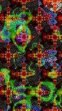 Raster illüstrasyonu. Güzel kumaş deseni. Çiçek desenli çizim. Renkli Bahar Teması eskiz kalıbı. Düz Çiçek Elementleri Tasarımı. Asya tekstil tarzında.