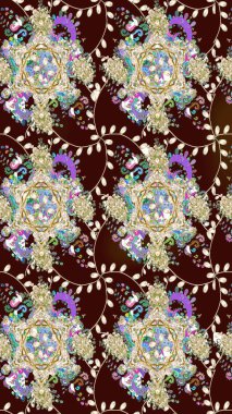 Raster güzel bir çiçek deseni çizmiş. Tatil havası. Kahverengi renkli çiçekler. Bahar mevsimi. Nazik romantik baskı.