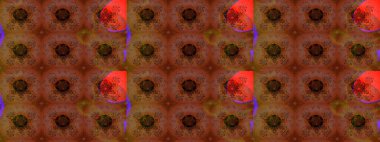 Kahverengi renkli çiçekler. Kumaş desenli papatya çiçekleri ayrıntıları.