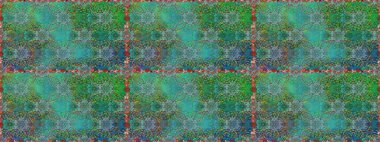 Çiçek yeşili ve mavi pürüzsüz desen. Raster çiçek izi. Klasik taslak çizimi.