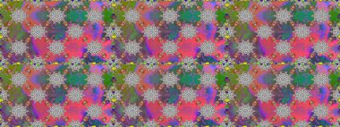 Tebrik kartı geçmişi, boyama kitabı, arkaplan ve tekstil için kullanılabilir. Raster Henna tarzı. Etnik Mandala havlusu. Kusursuz süs izi. Sınır Hindistan çiçek desenli paisley patentli.