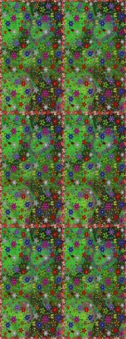 Yeşil ve gri renkte yaz çiçekleri. Çiçekli karalama şeklinde Raster çiçek deseni. Raster illüstrasyonu.