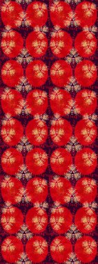 Şirin çiçekli eskiz deseni ve kırmızı renklerde yapraklar, suluboya çiçek deseni, duvar kağıdı, kart veya kumaş için fayanslı. Raster illüstrasyonu.