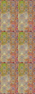 Raster illüstrasyonu. Çiçek duvar kağıdı. Hint süsü. Bej ve kahverengi renklerde. Renkli süs kenarı. Kusursuz desen.