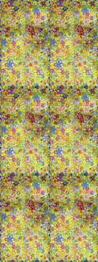 Raster illüstrasyonu. Eski usul. Kusursuz bir geçmişi var. Kumaş, tekstil, duvar kağıdı baskısı için. Renkli desenli, sarı ve tarafsız çiçekler ve dekoratif elementlerle kusursuz desen..