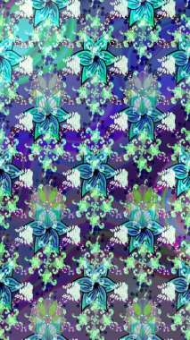 Çiçeksel fantezi tasarımı ve parlak bir arka plan çizimi. Renkli Bahar Teması eskiz kalıbı. Düz Çiçek Elementleri Tasarımı.