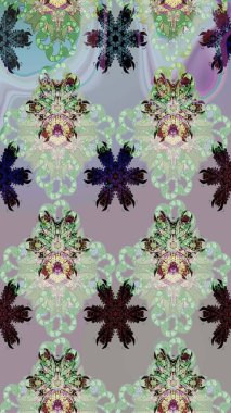 Suluboya tarzında gri renkli çiçekler. Raster illüstrasyonunda çiçek deseni çizimi.