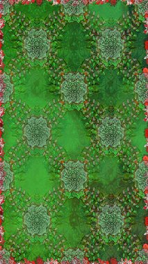 Poster ya da kapak için arka plan. Yapraklı kusursuz desen. Şirin, zarif çiçekler Raster illüstrasyonu. Tekstil için figür. Davetiye ve kartpostal tasarımı için dekoratif çiçek unsurları.