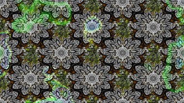 Modern gelişim, gri raster arka plan duvar kağıdı çizimi, klasik çizgi, desenli desenli çiçekler, çiçekli süsler. Çiçekli el çizimi çizimi deseni.