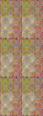 Raster illüstrasyonu. Çiçek duvar kağıdı. Hint süsü. Bej ve kahverengi renklerde. Renkli süs kenarı. Kusursuz desen.