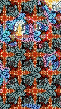 Renkli Bahar Teması eskiz kalıbı. Güzel kumaş deseni. Asya tekstil tarzında. Raster illüstrasyonu. Düz Çiçek Elementleri Tasarımı. Çiçek desenini çiz.