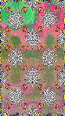 Raster illüstrasyonu. Gri renklerde çiçeksiz. Şatafatlı bahar bahçesi dokusu. Çiçek deseni. Gri renkli çiçekler.