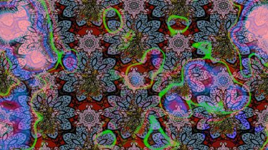 Renkli grunge, koloni çiçekleri ile soyut bir arka plan oluşturur. Parmak izi, kumaş, duvar kâğıdı, tekstil için raster dokusu. Nakış desenli çiçek deseni..