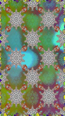 Yumuşak pamuk tasarımı. Yumuşak fayans. Klasik çiçek desenli. Raster 'ın taze dokusu. Paketleme, tekstil, duvar kağıdı için kusursuz çiçek arkaplanı.