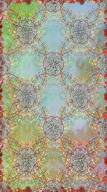 Moda baskıları için zarif bir şablon. Modern çiçek arkaplanı. Halk tarzı. Rengarenk çiçekleri ve yaprakları tarafsız ve gri renklerde inanılmaz bir çiçek deseni var..