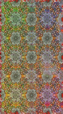 Kahverengi ve gri renkli çiçekler. Raster illüstrasyonunda kusursuz çiçek deseni.