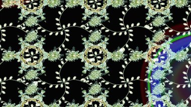 Raster deseni. Bahar çiçekleri dallı desen, siyah renkler çiçekli siluet..