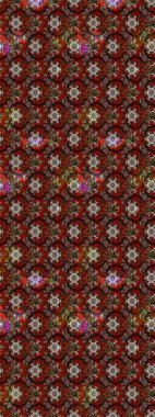 Kahverengi, kırmızı ve siyah renkli bitkilerden oluşan parlak çiçekli çizim deseni.