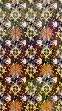 Raster Hip kumaş deseni. Eskiz Vintage Çiçek Deseni.