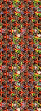 Küçük çiçekli yay deseni çiz. Raster illüstrasyonu. Suluboya tarzında siyah ve kırmızı renkler üzerine.