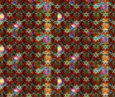 Tekstil tasarımı için geleneksel Raster çiçek buketi kahverengi renkli. Üzerinde gelincikler ve vadi zambakları olan renkli çiçek desenli nakış..