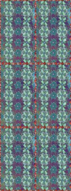 Mavi ve yeşil renklerde. Küçük çiçekteki sevimli çiçek deseni. Soyut çiçek desensiz arkaplan. Raster illüstrasyonu. Raster deseni.