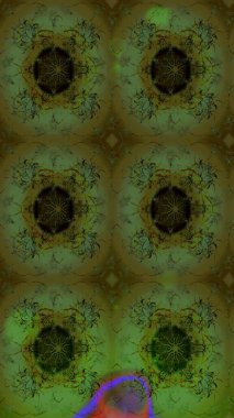 Çok yeşil ve gri zarif küçük çiçekler ve yeşil ve gri renkli komik böcekler, raster desen, illüstrasyon.