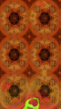 Elle boyanmış suluboya resim çizimleri, çiçekler ve bitkiler. Kahverengi ve turuncu renkte çiçekler.