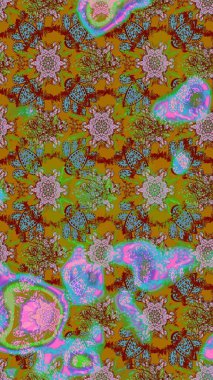 Çiçekli karalama şeklinde Raster çiçek deseni. Nazikçe, renkli yaz çiçekleri. Raster illüstrasyonu.