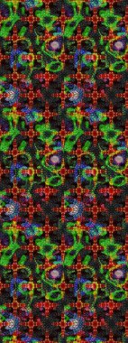 Güzel kumaş deseni. Renkli Bahar Teması eskiz kalıbı. Raster illüstrasyonu. Asya tekstil tarzında. Düz Çiçek Elementleri Tasarımı. Çiçek desenini çiz.