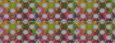 Raster Çiçek İllüstrasyonu güzel tekstil. Kahverengi ve gri renklerde etnik çiçeklerle kusursuz bir desen..