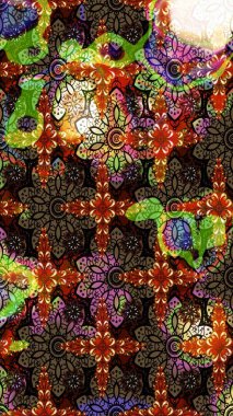 Renkli çizim kalıbı. Çiçek duvar kâğıdı. Çiçek arkaplan. Raster illüstrasyonu. Kahverengi ve siyah renkli şirin tekstil.