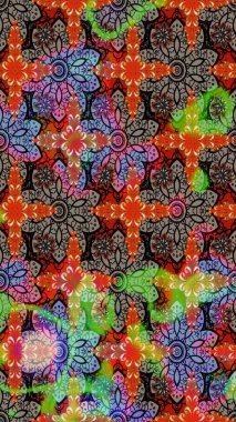 Raster illüstrasyonundaki çiçek desenli çizim. Suluboya tarzında kahverengi ve bej renkte çiçekler.