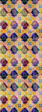 Renkli Bahar Teması eskiz kalıbı. Düz Çiçek Elementleri Tasarımı. Raster illüstrasyonu. Sarı renkte zarif çiçekler ve suluboya..