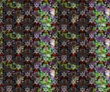 Çocuksu tasarım. Tekstil, kumaş, ambalaj, hatıra defteri için hoş bir çiçek arkaplanı. Gri arka planda. Elle çizilmiş karalama çiçekleri ile Raster çizim deseni.