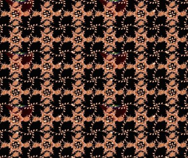 Üzerinde gelincikler ve vadi zambakları olan renkli çiçek desenli nakış deseni. Tekstil tasarımı için siyah renkli geleneksel halk çiçekleri buketi.