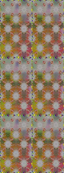 Gri ve kahverengi renklerde etnik çiçeklerle kusursuz bir desen. Raster Çiçek İllüstrasyonu güzel tekstil..