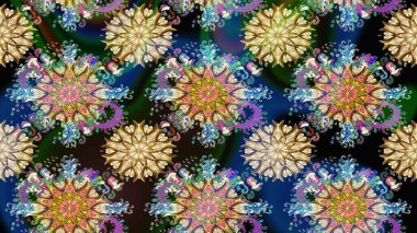 Düz Çiçek Elementleri Tasarımı. Çiçek deseni. Chichi 'nin kumaş kalıbını çiz. Renkli Bahar Teması eskiz kalıbı. Raster illüstrasyonu.