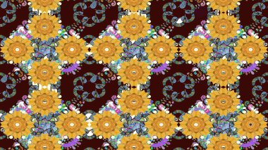 Tekstil, tebrik kartı, boyama kitabı, telefon kılıfı baskısı için kullanılabilir. Etnik Mandala süsü. Raster Henna dövme stili. Hint çiçekli desenli şal desenli..