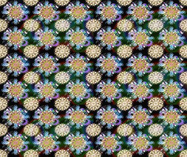 Güzel kumaş deseni. Raster illüstrasyonu. Düz Çiçek Elementleri Tasarımı. Asya tekstil tarzında. Renkli Bahar Temalı Kusursuz Arkaplan. Kusursuz çiçek deseni.