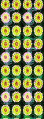 Raster illüstrasyonu. Sarı renkli çiçekler. Sarı renkte çiçek çizimi. Çiçek deseni. Şatafatlı bahar bahçesi dokusu.