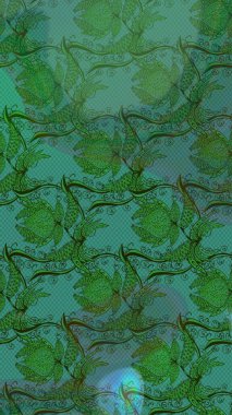 Çiçekler suluboya tarzında yeşil renkte. Raster illüstrasyonunda çiçek deseni çizimi.