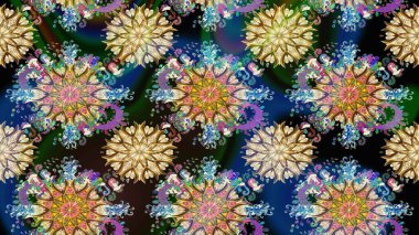 Düz Çiçek Elementleri Tasarımı. Çiçek deseni. Chichi 'nin kumaş kalıbını çiz. Renkli Bahar Teması eskiz kalıbı. Raster illüstrasyonu.