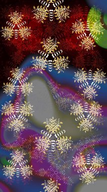 Raster illüstrasyonundaki çiçek desenli çizim. Renkli Bahar Teması eskiz kalıbı. Süslü kumaş deseni. Düz Çiçek Elementleri Tasarımı.