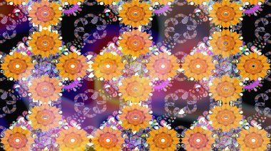 Küçük çiçekte hoş bir çiçek deseni var. Parlak çiçekli sarı renkler üzerine soyut çizim deseni. Çiçek elementli zarif raster dokusu..